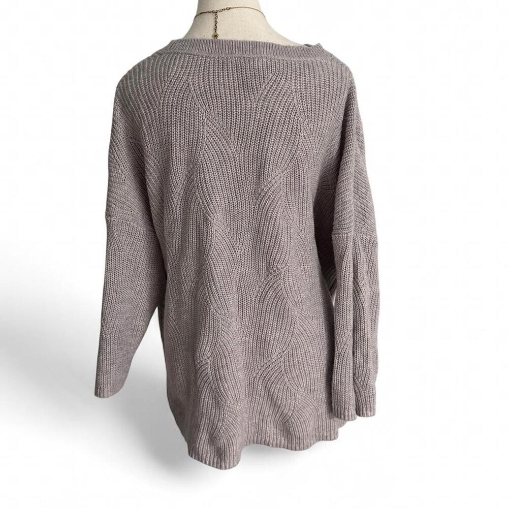 Patterned Super Light Purple - Grey Toned Cotton Knitted Sweater J. Jil Size L - Picture 2 of 5